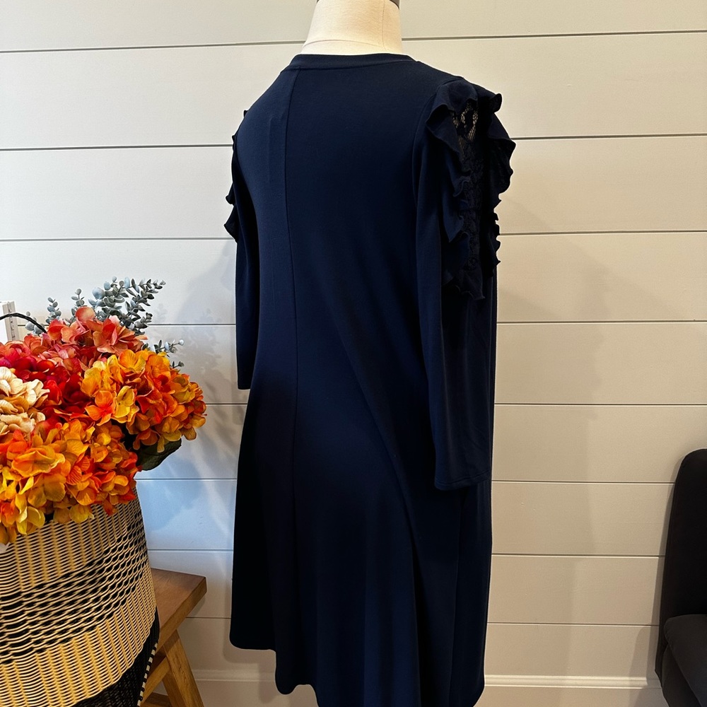 Lane Bryant navy blue soft cotton 3/4 sleeve dress 14-16 - Picture 7 of 11